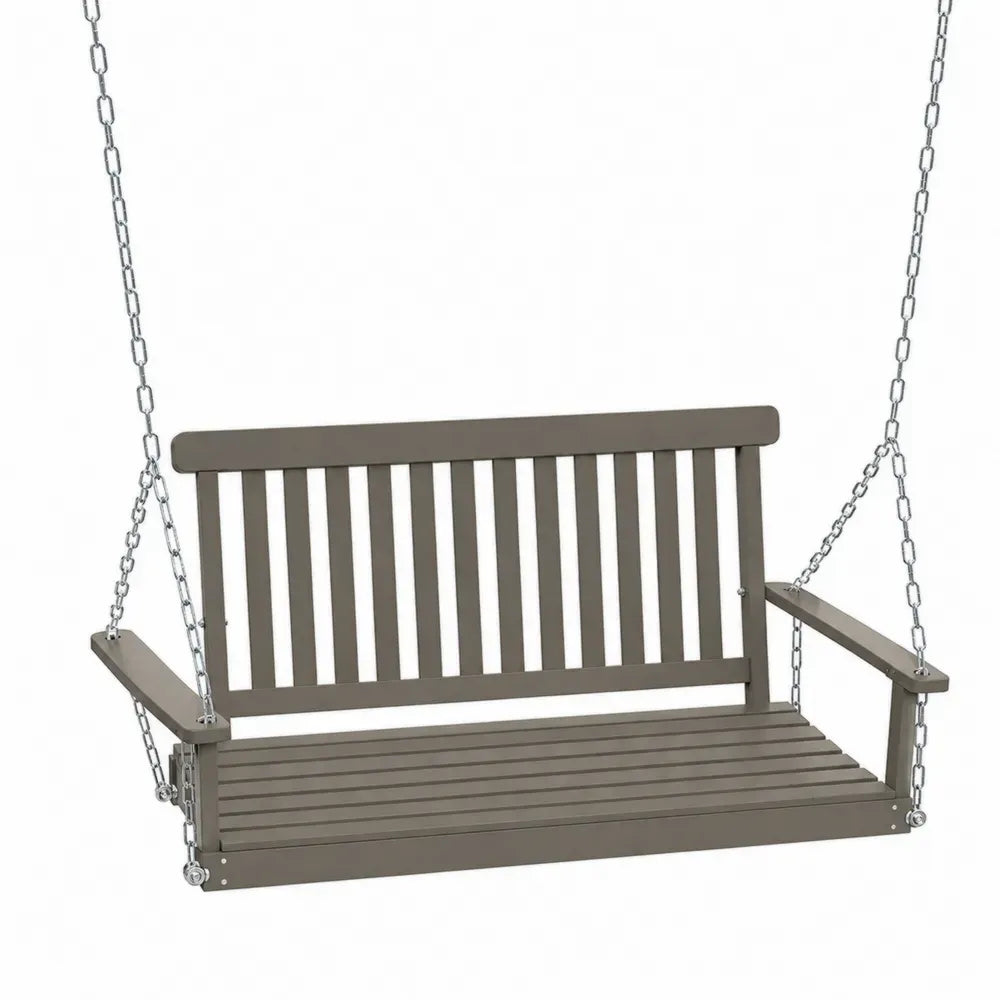Garten Schaukelbank 2-Sitzer 120 x 65 x 58 cm rechteckig HDPE Polyethylen Stahl grau silberfarben