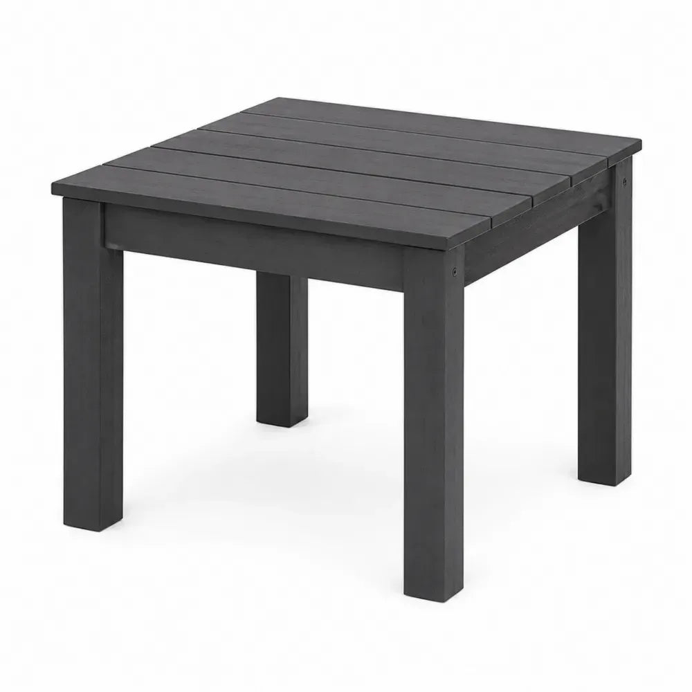 Garten-Beistelltisch 60 x 60 x 45 cm massives Kiefernholz quadratisch mit Lamellenplatte Schwarz