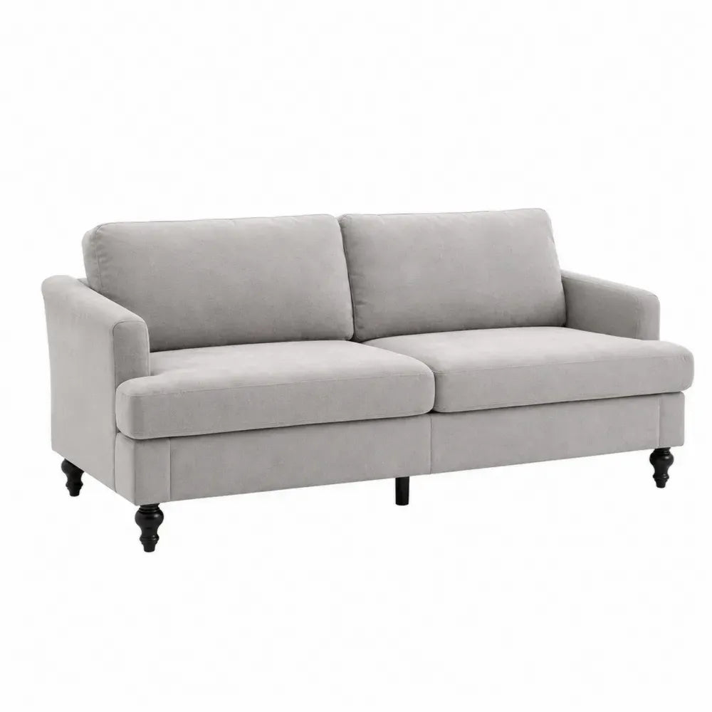 2-Sitzer Sofa mit Armlehnen Polyestergewebe Kiefernmassivholz Sperrholz rechteckig Hellgrau Schwarz 165 x 82 x 84 cm