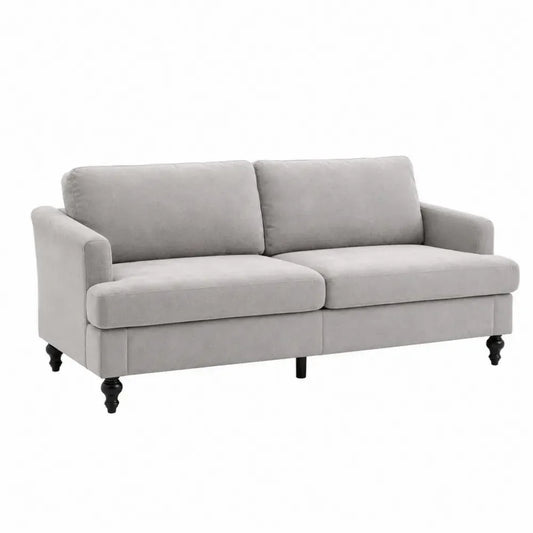 2-Sitzer Sofa mit Armlehnen Polyestergewebe Kiefernmassivholz Sperrholz rechteckig Hellgrau Schwarz 165 x 82 x 84 cm