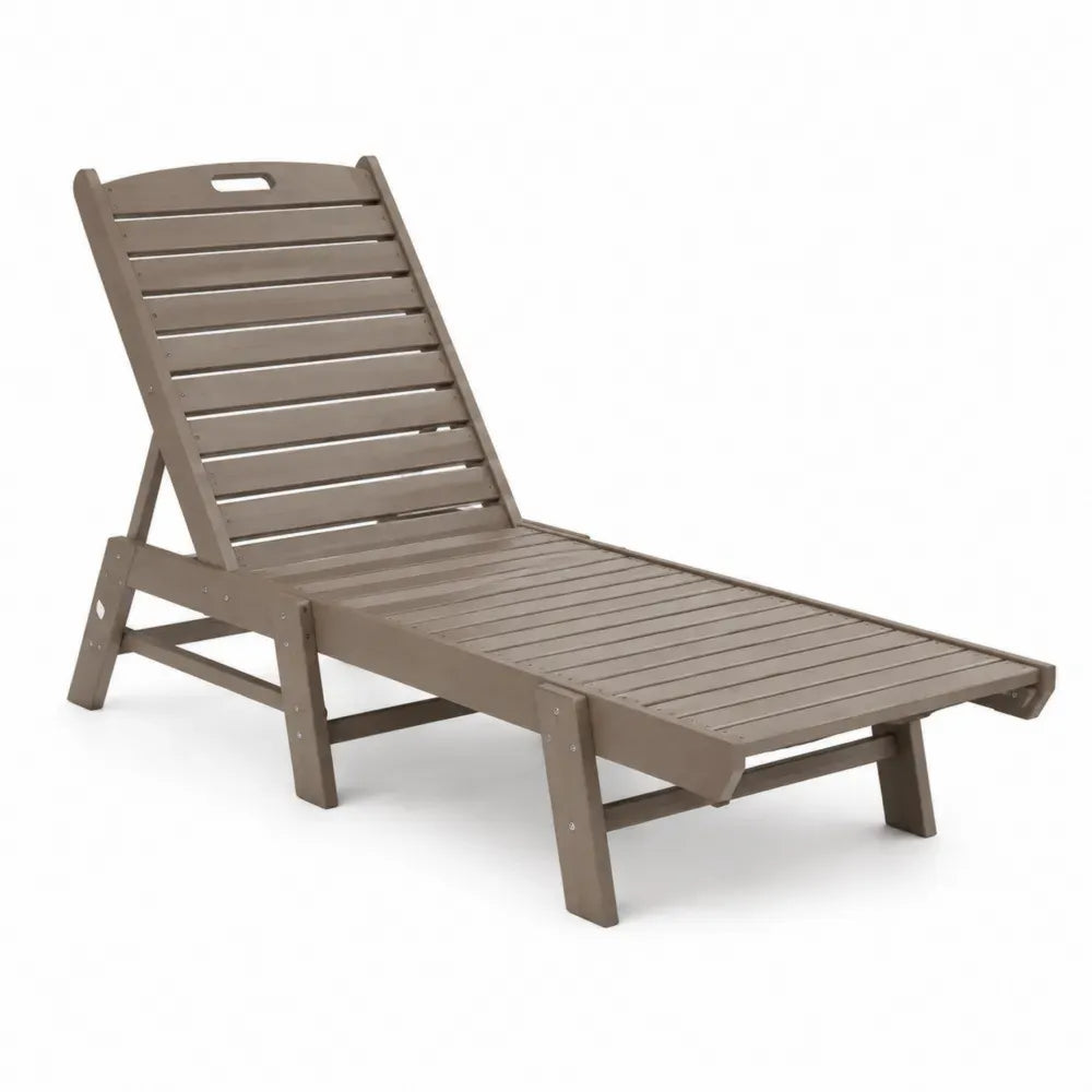 Gartenliege Sonnenliege 200 x 65 x 92 cm rechteckige Liegefläche Akazien-Massivholz Taupe mit verstellbarer Rückenlehne
