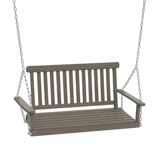 Garten Schaukelbank 2-Sitzer 120 x 65 x 58 cm rechteckig HDPE Polyethylen Stahl grau silberfarben