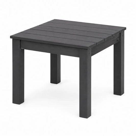 Garten-Beistelltisch 60 x 60 x 45 cm massives Kiefernholz quadratisch mit Lamellenplatte Schwarz