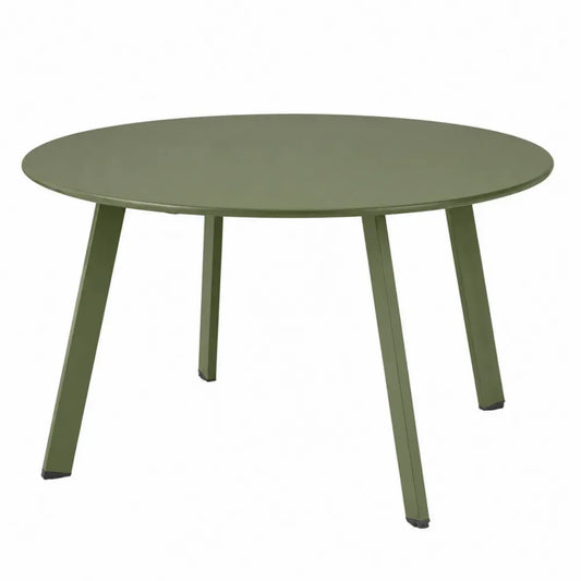 Gartentisch Esstisch rund mit 4 Beinen pulverbeschichtetes Aluminium Olivgrün Schwarz Ø 120 x 74 cm
