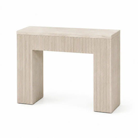 Konsolentisch Flurtisch mit Rillenstruktur MDF Eichenfurnier rechteckig Hellbeige Natur 110 x 35 x 80 cm