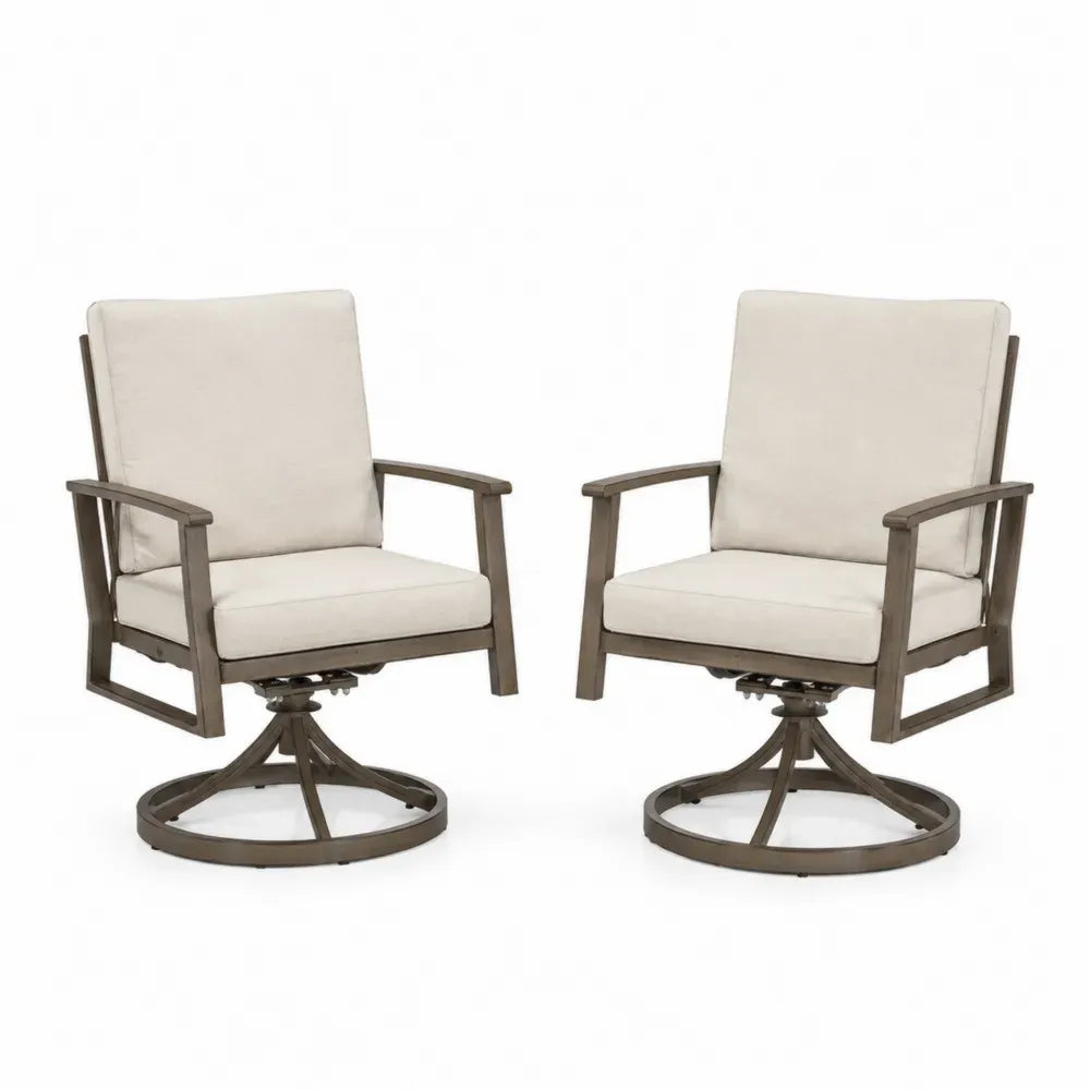 Garten-Loungesessel 2er-Set drehbar mit Kissen 68 x 75 x 94 cm Stahlgestell Polyester Beige Taupe Schwarz