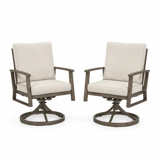 Garten-Loungesessel 2er-Set drehbar mit Kissen 68 x 75 x 94 cm Stahlgestell Polyester Beige Taupe Schwarz