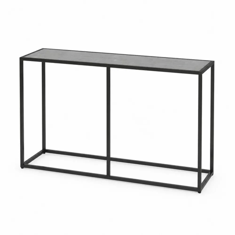 Konsolentisch 120 x 35 x 80 cm gehärtetes Glas Stahlrohrgestell rechteckig Grau Schwarz