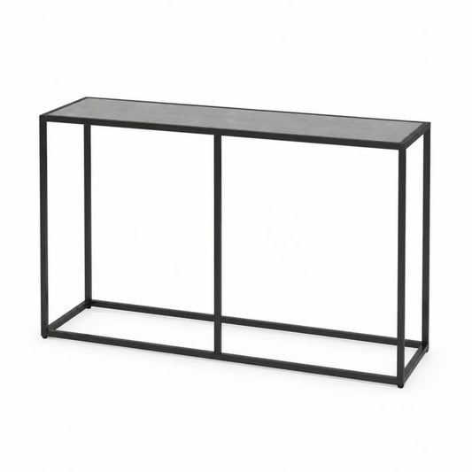 Konsolentisch 120 x 35 x 80 cm gehärtetes Glas Stahlrohrgestell rechteckig Grau Schwarz