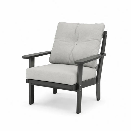 Garten Loungesessel mit Armlehnen Akazienmassivholz Polyester Hellgrau Schwarz 74 x 82 x 88 cm