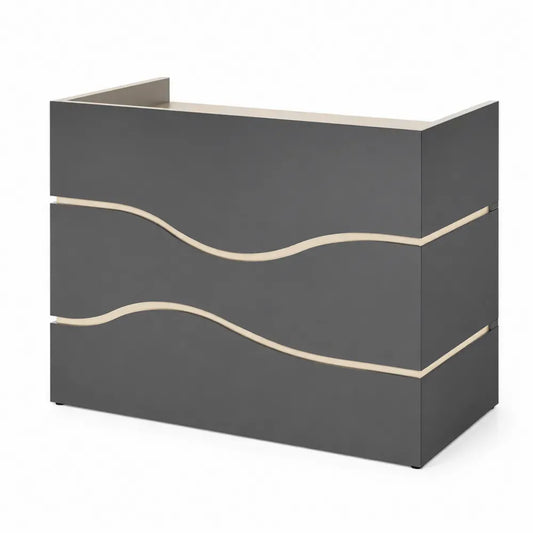 Empfangstheke Schreibtisch rechteckig aus melaminbeschichteter Spanplatte Anthrazit Beige 120 x 60 x 100 cm