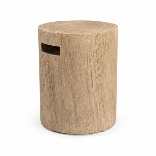 Gartenbeistelltisch rund in Baumstammoptik Ø 35 x 45 cm glasfaserverstärktes Magnesiumoxid Natur