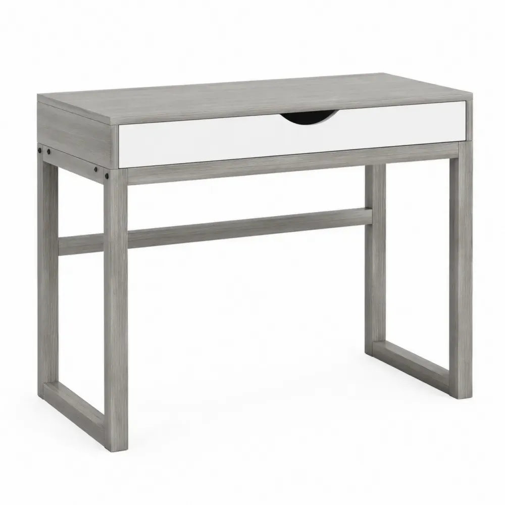 Schreibtisch mit Schublade 100 x 48 x 76 cm melaminbeschichtete Spanplatte rechteckig Grau Weiß Schwarz