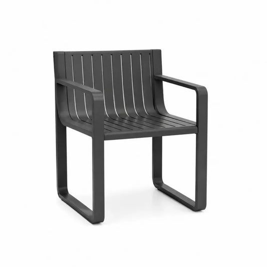 Garten Essstuhl Armlehnstuhl 60 x 58 x 82 cm PP-Kunststoff Dunkelgrau rechteckig
