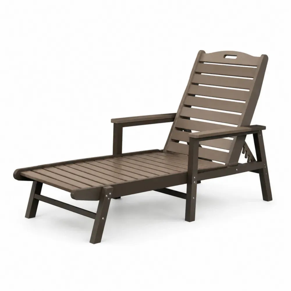 Gartenliege Sonnenliege 200 x 75 x 92 cm rechteckig Akazien-Massivholz Taupe Dunkelbraun mit Armlehnen und verstellbarer Rückenlehne