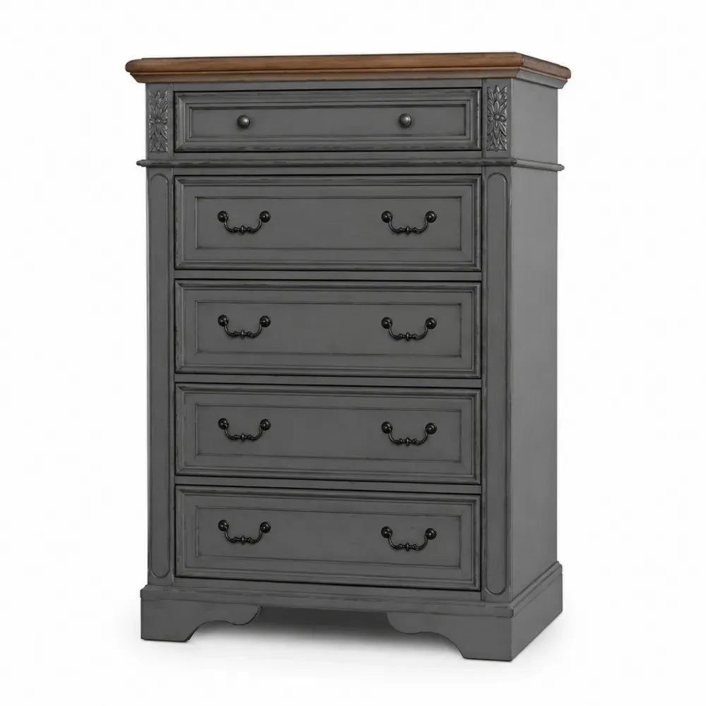 Kommode Schubladenkommode mit 5 Schubladen 80 x 40 x 115 cm lackierte MDF-Platte Spanplatte rechteckig Grau Braun Schwarz