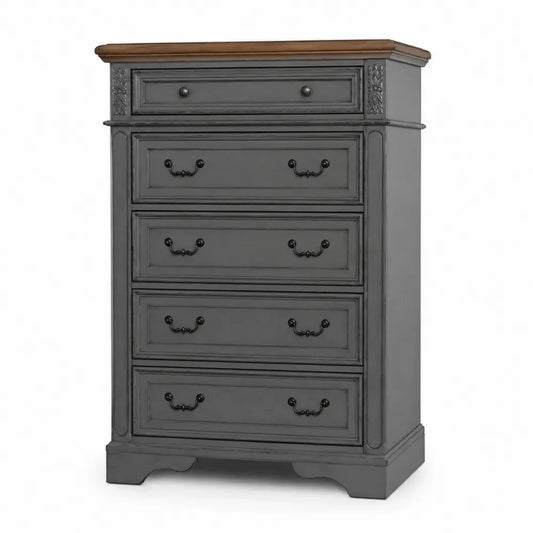 Kommode Schubladenkommode mit 5 Schubladen 80 x 40 x 115 cm lackierte MDF-Platte Spanplatte rechteckig Grau Braun Schwarz