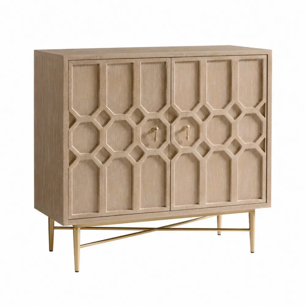 Aufbewahrungsschrank Sideboard mit 2 Türen melaminbeschichtete MDF Platte Stahlbeine rechteckig Eiche Natur Gold Schwarz 100 x 40 x 86 cm