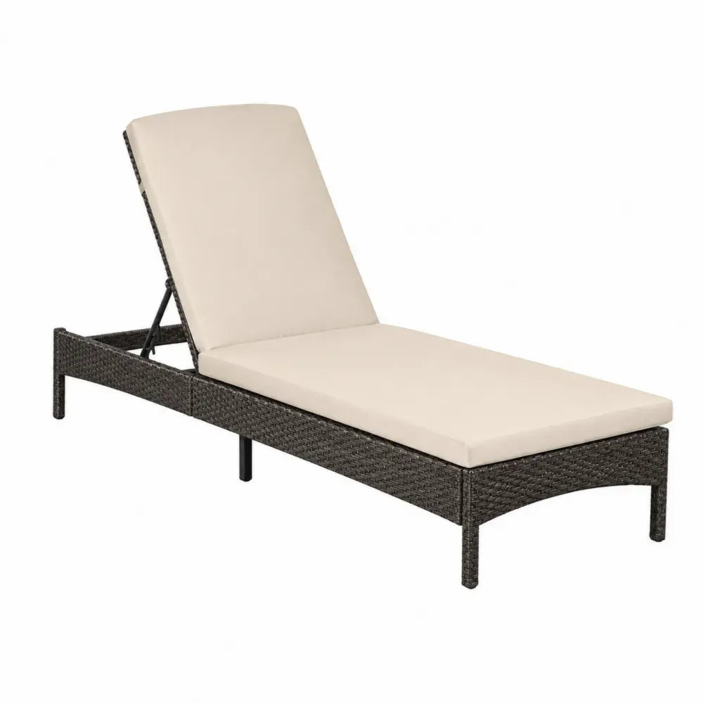 Gartenliege Sonnenliege 200 x 65 x 85 cm rechteckig PE-Rattan Stahl Polyester beige dunkelbraun schwarz