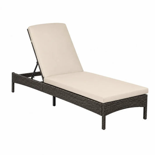 Gartenliege Sonnenliege 200 x 65 x 85 cm rechteckig PE-Rattan Stahl Polyester beige dunkelbraun schwarz