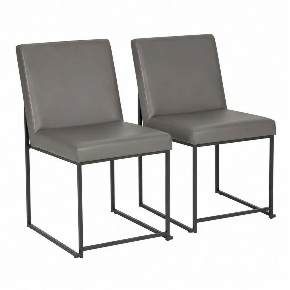 Esszimmerstühle 2er Set Polsterstühle ohne Armlehnen mit Kufengestell PU-Kunstleder Stahl Grau Schwarz je 48 x 58 x 86 cm