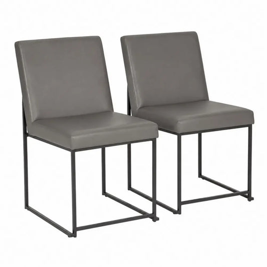 Esszimmerstühle 2er Set Polsterstühle ohne Armlehnen mit Kufengestell PU-Kunstleder Stahl Grau Schwarz je 48 x 58 x 86 cm