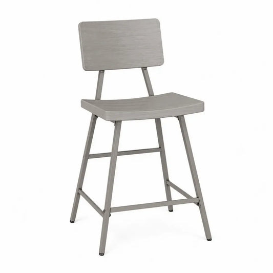 Barstuhl mit Rückenlehne rechteckige Sitzfläche HDPE und Stahl Grau 47 x 52 x 104 cm