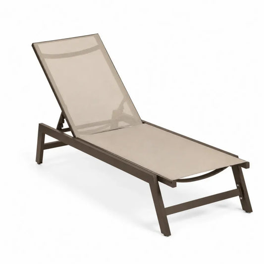 Gartenliege Sonnenliege 195 x 65 x 95 cm rechteckig Aluminium PVC-beschichtetes Polyestergewebe Beige Dunkelbraun verstellbar