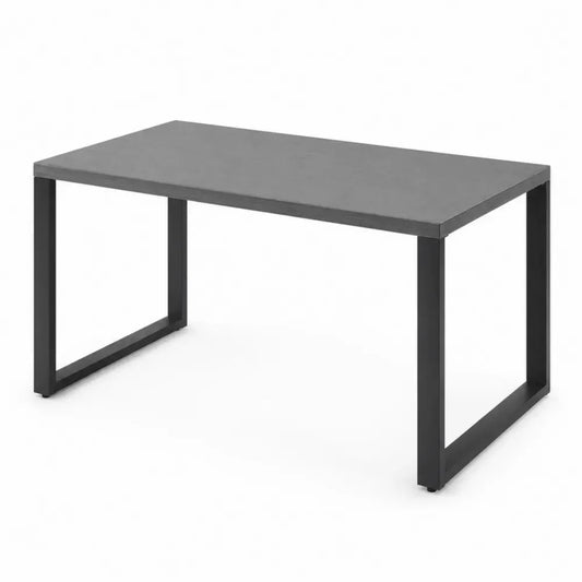 Gartentisch Esstisch rechteckig HPL Kompaktplatte Stahlgestell Grau Schwarz 180 x 90 x 75 cm