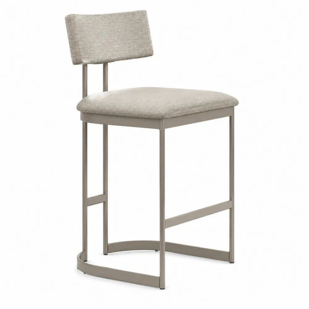 Barstuhl mit Rückenlehne und gepolstertem Sitz rechteckig Polyestergewebe Stahl Beige Taupe 47 x 51 x 101 cm