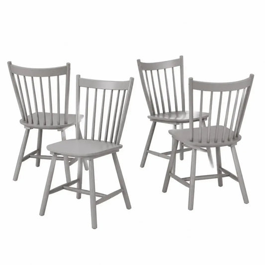 Esszimmerstühle 4er Set Holzstühle mit Spindelrücken 45 x 52 x 90 cm massives Kautschukbaumholz Grau