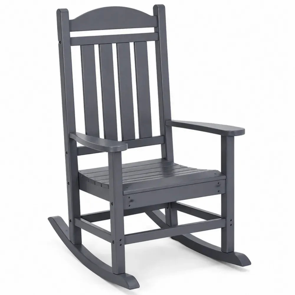 Garten Schaukelstuhl 1-Sitzer mit Armlehnen Akazienmassivholz Grau Schwarz 62 x 82 x 110 cm
